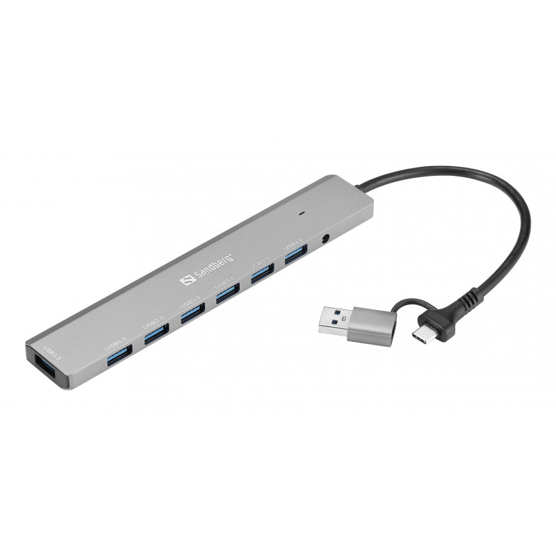 Sandberg 136-66 keskitin USB 3.2 Gen 1 (3.1 Gen 1) Type-A + Type-C 5000 Mbit s