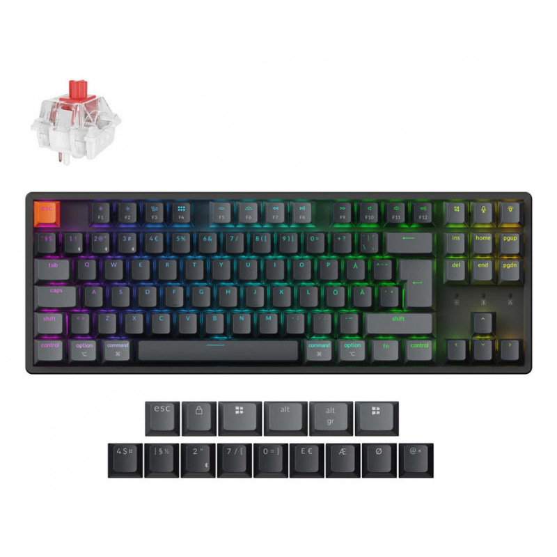 Keychron K8 QMK näppäimistö Universaali USB + RF Wireless + Bluetooth Pohjoismainen Musta