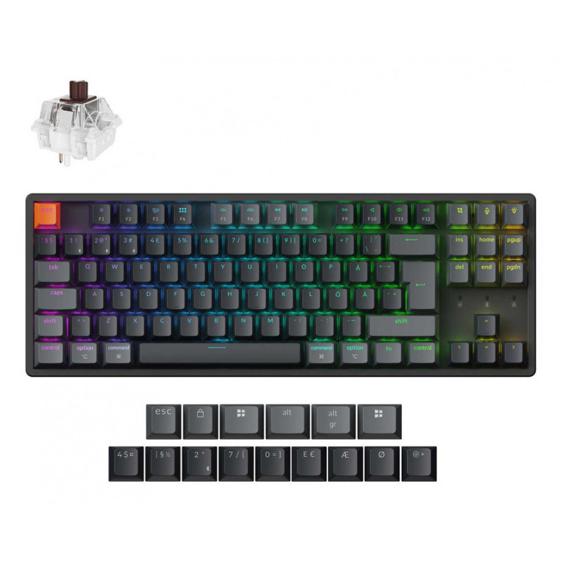 Keychron K8 QMK näppäimistö Universaali USB + RF Wireless + Bluetooth Pohjoismainen Musta