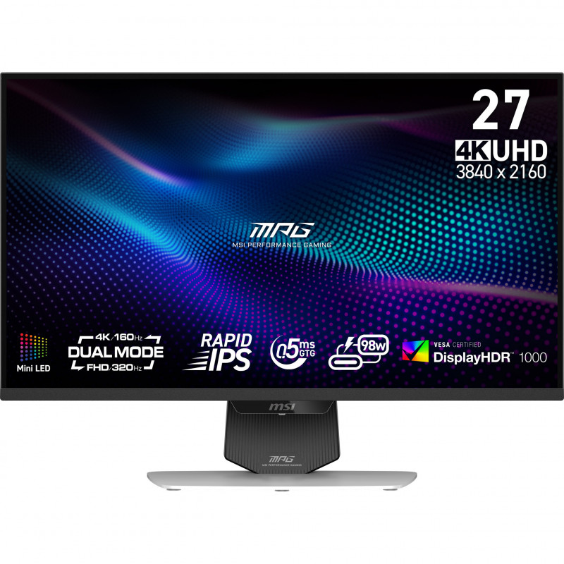 MSI MPG 274URDFWDE E16M tietokoneen litteä näyttö 68,6 cm (27") 3840 x 2160 pikseliä 4K Ultra HD LED Musta, Valkoinen