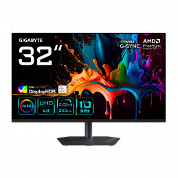 GIGABYTE MO32U2 tietokoneen litteä näyttö 80 cm (31.5") 3840 x 2160 pikseliä 4K Ultra HD QD-OLED Musta