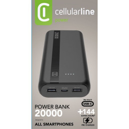 Cellularline 8018080481963 Litiumioni (Li-Ion) 20000 mAh Musta