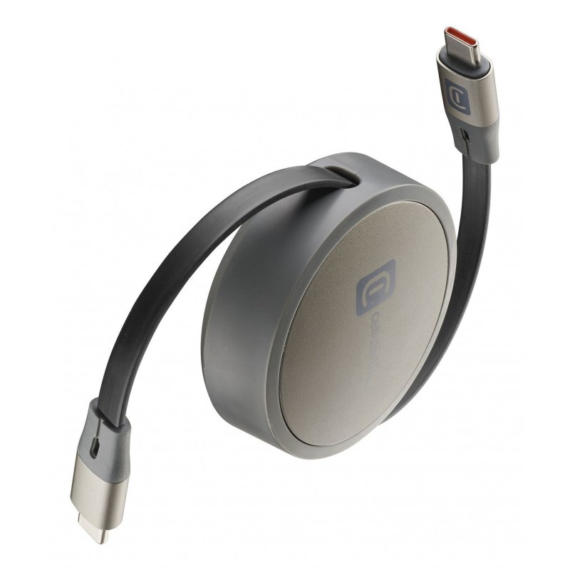 Cellularline USBDATAROLLER5A1MK USB-kaapeli 1 m USB C Harmaa