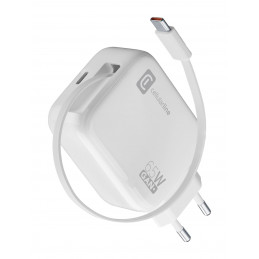 Cellularline Retractable Power 65W Kuulokkeet, Universaali Valkoinen AC Pikalataus Sisätila