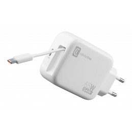 Cellularline Retractable Power 65W Kuulokkeet, Universaali Valkoinen AC Pikalataus Sisätila
