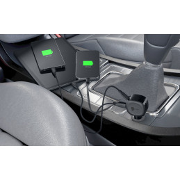 Cellularline Retractable Car Charger Kuulokkeet, Universaali Musta Tupakansytytin Pikalataus Auto