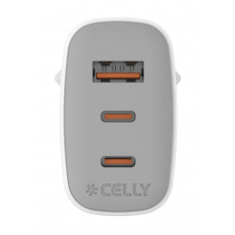 Celly UPTC1USB2USBC65 mobiililaitteen laturi Älypuhelin, Tabletti, Puhelin Valkoinen USB Sisätila