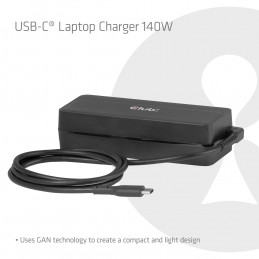 CLUB3D 140 W USB-C®-kannettavan tietokoneen laturi