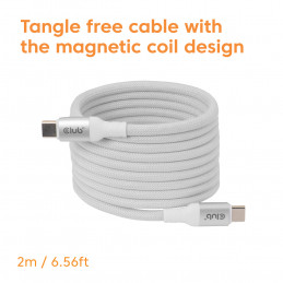 CLUB3D CLUB 3D USB-C Magnetic-Coil Cable White USB-kaapeli 2 m USB C Valkoinen