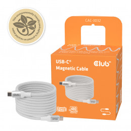 CLUB3D CLUB 3D USB-C Magnetic-Coil Cable White USB-kaapeli 2 m USB C Valkoinen