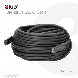 CLUB3D CAC-2580 USB-kaapeli 15 m USB C Musta