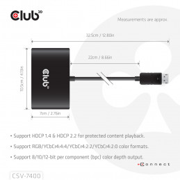 CLUB3D CSV-7400 videohaaroitin DisplayPort 4x DisplayPort