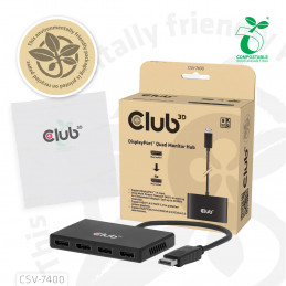 CLUB3D CSV-7400 videohaaroitin DisplayPort 4x DisplayPort