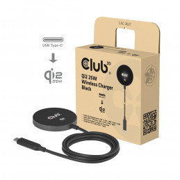 CLUB3D CAC-3027 Qi2 25 W langaton laturi, musta Qi 2.2 MagSafe -yhteensopiva magneettinen alusta
