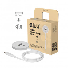 CLUB3D CAC-3026 Qi2 25W langaton laturi, valkoinen Qi 2.2 MagSafe -yhteensopiva magneettinen alusta