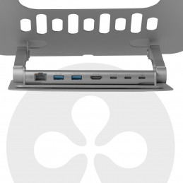 CLUB3D Säädettävä alumiininen kannettavan tietokoneen teline USB-C®-keskittimellä