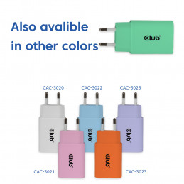 CLUB3D CAC-3024 mobiililaitteen laturi Älypuhelin, Universaali Vihreä AC Pikalataus Sisätila