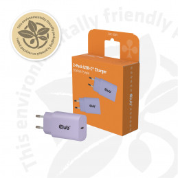 CLUB3D CAC-3025 mobiililaitteen laturi Älypuhelin, Universaali Purppura AC Pikalataus Sisätila