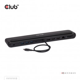 CLUB3D CSV-2541 kannettavien tietokoneiden telakka ja porttitoistin Telakointi USB 3.2 Gen 1 (3.1 Gen 1) Type-C Musta