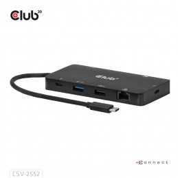 CLUB3D CSV-2552 keskitin USB Type-C 5000 Mbit s Musta