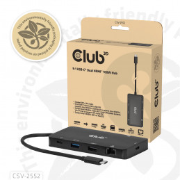 CLUB3D CSV-2552 keskitin USB Type-C 5000 Mbit s Musta