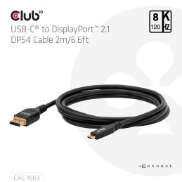 CLUB3D CAC-1563 videokaapeli-adapteri 2 m USB Type-C DisplayPort Musta