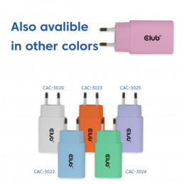 CLUB3D CAC-3021 mobiililaitteen laturi Älypuhelin, Universaali Vaaleanpunainen AC Pikalataus Sisätila