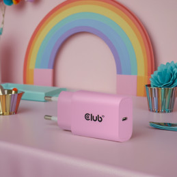 CLUB3D CAC-3021 mobiililaitteen laturi Älypuhelin, Universaali Vaaleanpunainen AC Pikalataus Sisätila