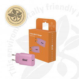 CLUB3D CAC-3021 mobiililaitteen laturi Älypuhelin, Universaali Vaaleanpunainen AC Pikalataus Sisätila