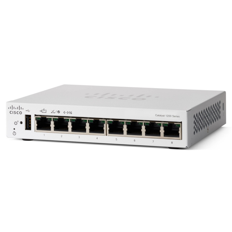 Cisco C1200-8T-D verkkokytkin Hallittu L2 L3 Gigabit Ethernet (10 100 1000) Valkoinen