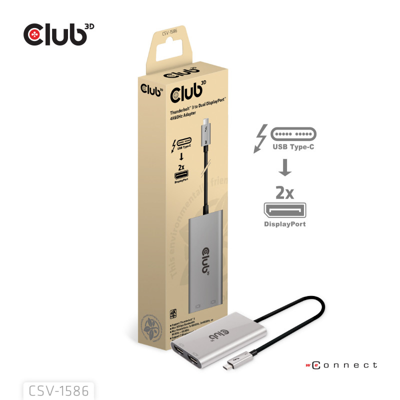 CLUB3D CSV-1586 keskitin Thunderbolt 3 40000 Mbit s Hopea