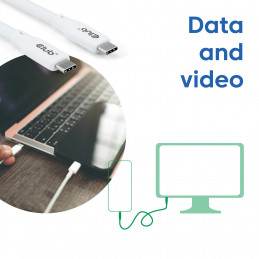 CLUB3D CAC-3001 USB-kaapeli USB4 Gen 2x2 2 m USB C Valkoinen
