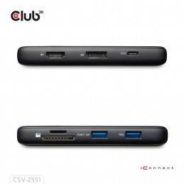 CLUB3D CSV-2551 kannettavien tietokoneiden telakka ja porttitoistin Langallinen USB Type-C Musta
