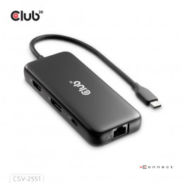CLUB3D CSV-2551 kannettavien tietokoneiden telakka ja porttitoistin Langallinen USB Type-C Musta