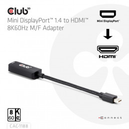 CLUB3D CAC-1188 videokaapeli-adapteri 0,09 m Mini DisplayPort HDMI Musta
