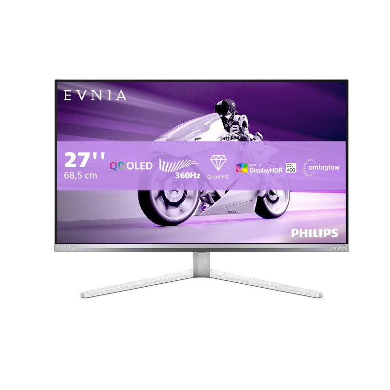 Philips Evnia 8000 27M2N8500 00 tietokoneen litteä näyttö 67,3 cm (26.5") 2560 x 1440 pikseliä Quad HD QD-OLED Valkoinen