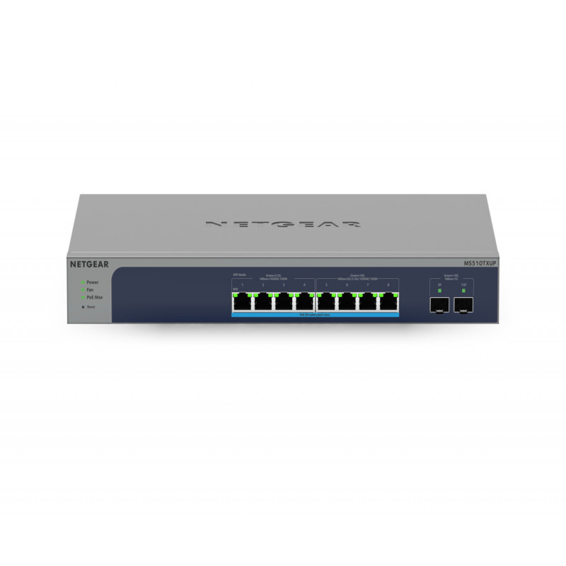 NETGEAR MS510TXUP verkkokytkin Hallittu L2 L3 L4 10G Ethernet (100 1000 10000) Power over Ethernet -tuki Harmaa, Sininen