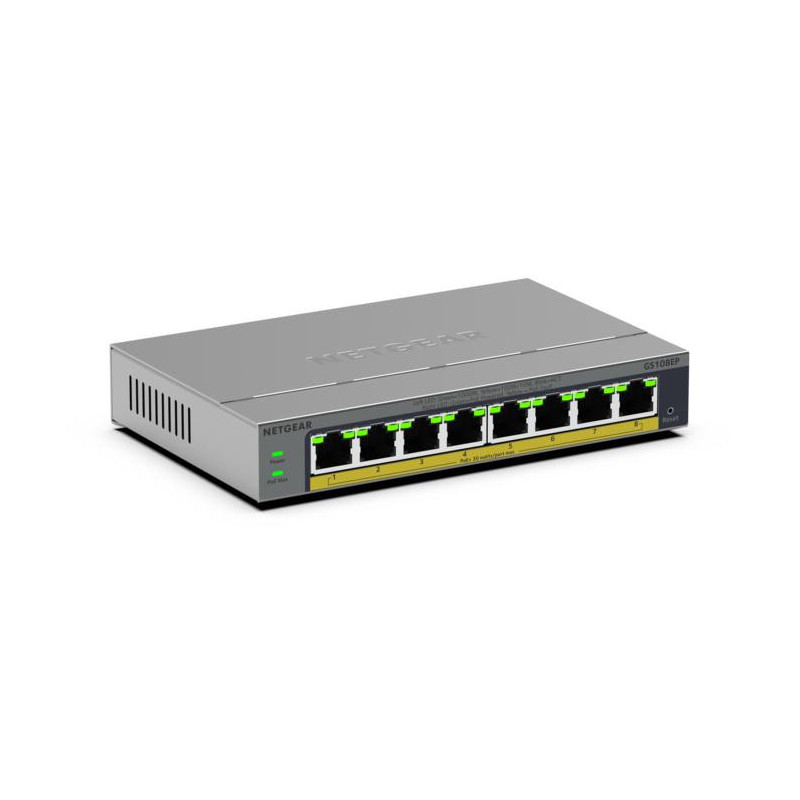NETGEAR GS108EP Hallittu L2 L3 Gigabit Ethernet (10 100 1000) Harmaa