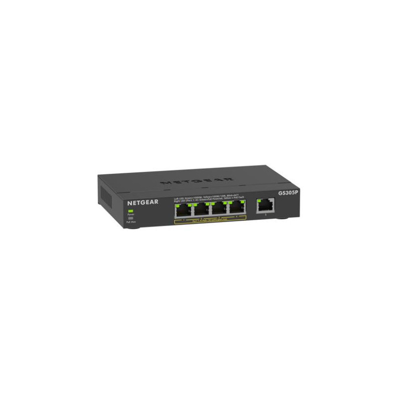 NETGEAR GS305Pv3 Hallitsematon Gigabit Ethernet (10 100 1000) Power over Ethernet -tuki Musta