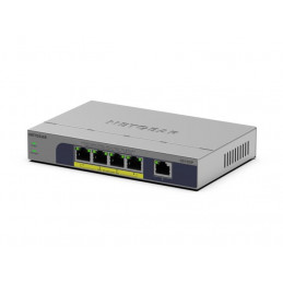 NETGEAR GS105P Hallitsematon Gigabit Ethernet (10 100 1000) Power over Ethernet -tuki Työpöytä- seinäkiinnitys Harmaa