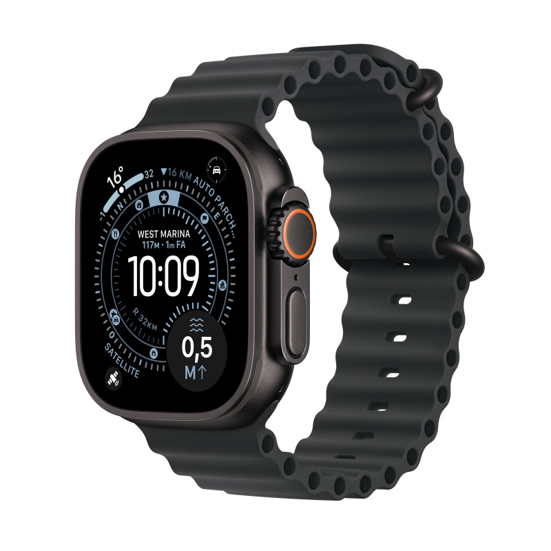 Apple Watch Ultra 3 OLED 49 mm Digitaalinen 422 x 514 pikseliä Kosketusnäyttö 5G Musta Wi-Fi GPS (satelliitti)