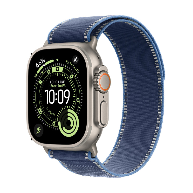 Apple Watch Ultra 3 OLED 49 mm Digitaalinen 422 x 514 pikseliä Kosketusnäyttö 5G Titaani Wi-Fi GPS (satelliitti)