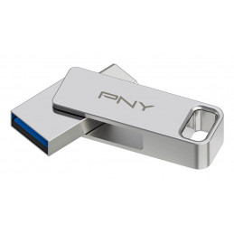 PNY DUO LINK USB-muisti 64 GB USB Type-A   USB Type-C 3.2 Gen 1 (3.1 Gen 1) Ruostumaton teräs