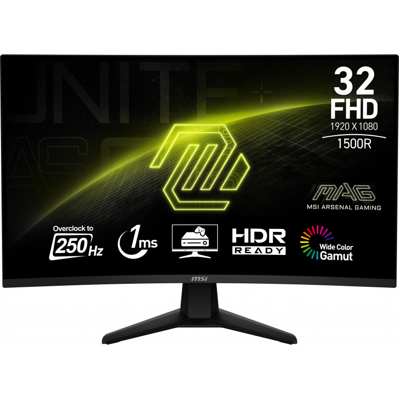 MSI MAG 32C6X tietokoneen litteä näyttö 80 cm (31.5") 1920 x 1080 pikseliä Full HD Musta