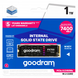 Goodram PX700 SSD SSDPR-PX700-01T-80 SSD-massamuisti 1 TB M.2 PCI Express 4.0 NVMe 3D NAND
