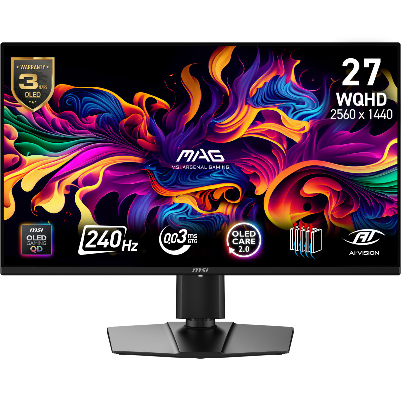 MSI MAG 274QP QD-OLED X24 tietokoneen litteä näyttö 67,3 cm (26.5") 2560 x 1440 pikseliä Wide Quad HD Musta