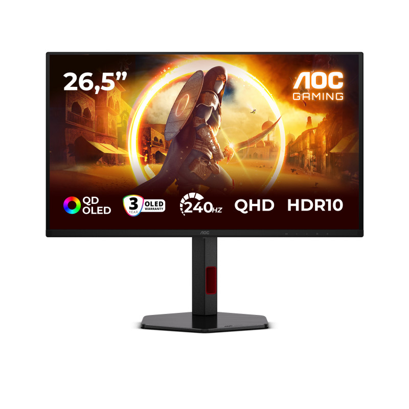 AOC G4 Q27G4ZDR tietokoneen litteä näyttö 67,3 cm (26.5") 2560 x 1440 pikseliä Quad HD QD-OLED Musta, Punainen
