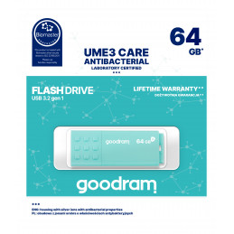 Goodram UME3 USB-muisti 64 GB USB A-tyyppi 3.2 Gen 1 (3.1 Gen 1) Turkoosi