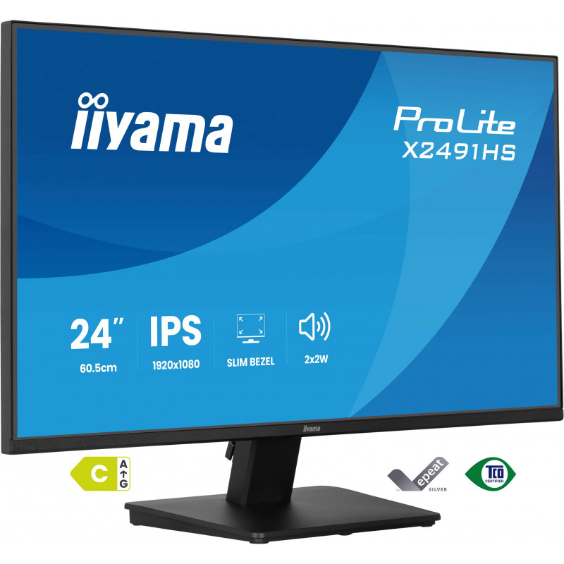 iiyama ProLite X2491HS-B1 tietokoneen litteä näyttö 60,5 cm (23.8") 1920 x 1080 pikseliä Full HD LCD Musta