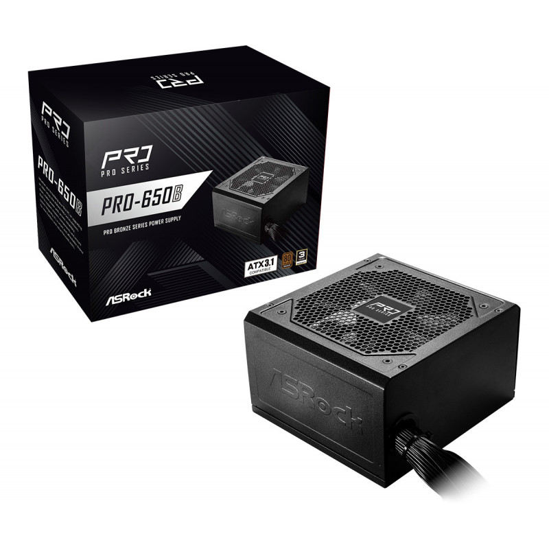 Asrock PRO-650B virtalähdeyksikkö 650 W 24-pin ATX ATX Musta